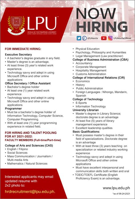 lpu portal manila|Human Resource Department .